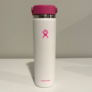 Hydro Flask, Wide Mouth, White with Pink, 24 oz